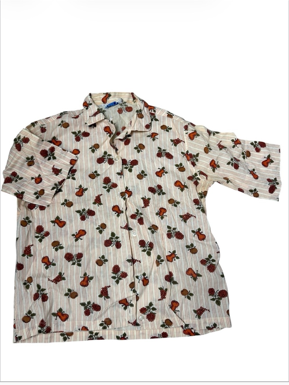 Vintage 90's shirt pears apples and grapes short sleeve button up shirt - Picture 1 of 10